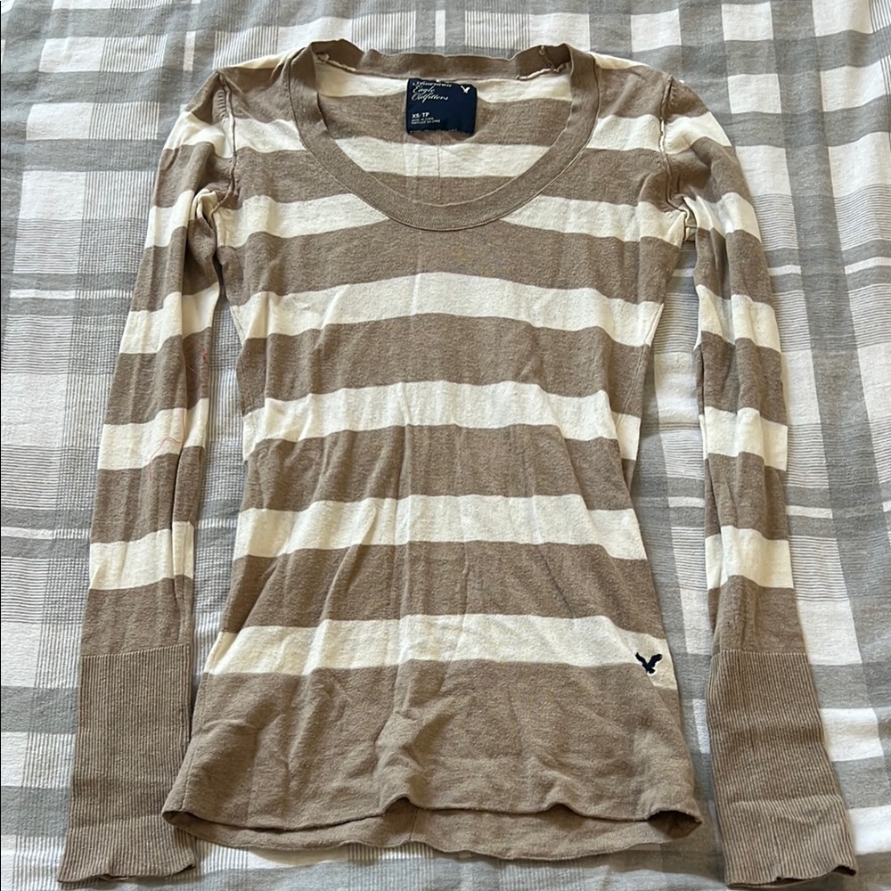 American Eagle Striped Long Sleeve Top